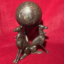 Beautiful Vintage 3 Brass Greyhounds Holding Beautiful  Marble ball (I9) picture