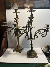 Pair Antique French Bronze  Angels Candelabras 19  1/4 “ Ht Late 19th Century picture