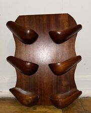 Rare Vintage Modernist Ro-El Italy Wooden Wall Hanging For 6 Pipes Holder Pipe picture