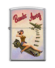 Zippo 1381, Noseart Pinup Girl-Bombs Away, Street Chrome Finish Lighter, NEW picture