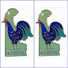 2x Vintage Delaware State Pride Blue Hen Lapel Pin Souvenir UD University Hens picture