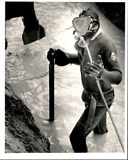 LG906 1988 Original Rick McCawley Photo NEW SEWER HOLE Diver Digging Dirty Water picture