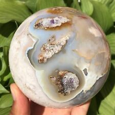 3.27LB TOP Natural agate Geode Quartz ball hand carved Crystal sphere Healing picture