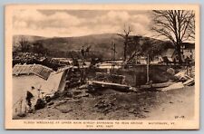 Flood Wreckage Upper Main St Entrance to Iron Bridge. Waterbury Vermont Postcard picture