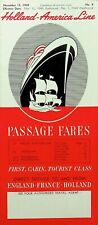 1949 Holland America Line PASSAGE FARES ENGLAND, FRANCE HOLLAND - E12-A picture