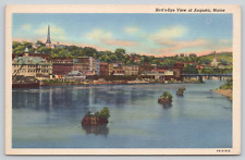 Postcard Augusta, Maine, Bird's Eye View, Linen A637 picture