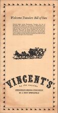 1978 VINCENT'S STEAK HOUSE vintage dinner menu WEST SPRINGFIELD, MASSACHUSETTS picture