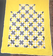 Vintage Handmade Quilt Lattice Block Pattern Twin Size 73 x 60 picture