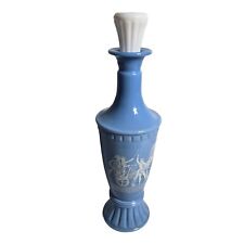 Vintage 1960s Jim Beam Blue Milk Glass Greek Chariots Liquor Decanter picture
