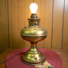 Vtg Antique Brass Rayo Oil Lamp Kerosene Electric Electrified Lamp Light picture