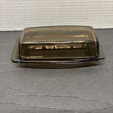 Vintage Pyrex 72-B Butter Dish & Lid Smoke Brown Amber Glass picture