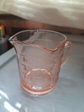 KELLOGG'S Pink Depression Glass Measuring Cup Triple Spout Hazel Atlas Vintage picture