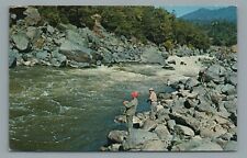 Fishing At The Ishi-Pishi Falls, On The Klamath River, California Postcard c1964 picture
