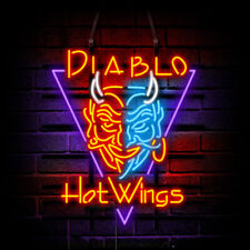 DIABLO Hot Wings Neon Sign Light Handcraft Real Glass Tube Wall Hanging 32