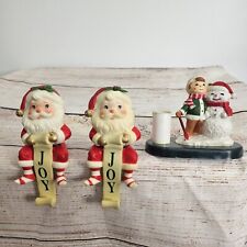 Two Russ Santa Claus Christmas Stocking Hanger And Vintage Toothpick Holder  picture