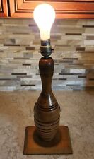 Vintage MCM Mid Century Modern Wood Bowling Pin Table Lamp No Shade Works picture