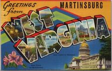 MARTINSBURG, WEST VIRGINIA Large Letter Postcard State Capitol & Flower / Linen picture