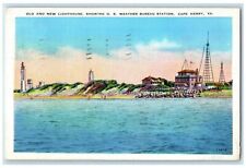 1938 Old And New Lighthouse Weather Station View Cape Henry Virginia VA Postcard picture