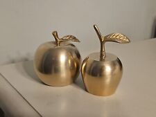 Vintage Polished Brass Apple Bell Pair Of 2 School Teacher Bells Big & Small Set picture