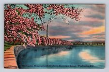 Washington DC-Washington Monument And Cherry Blossoms, Vintage c1948 Postcard picture