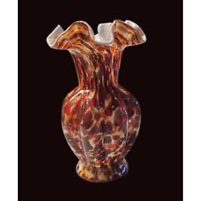 VTG 1960's Fenton Vasa Murrhina Art Glass Vase Autumn Orange with Silver Flecks picture