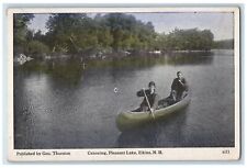 1931 Boat Canoeing Scene Pleasant Lake Elkins Canaan Center NH Vintage Postcard picture