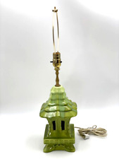 Vintage Mid 20th Century Green Asian Style Pagoda Table Lamp picture
