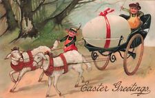 PFB Easter Sheep Pulling Egg Wagon Fantasy c1909 Embossed Vintage Postcard picture