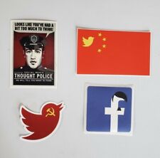 Anti FACEBOOK TWITTER Censorship Pro FREE SPEECH Stickers 4 PACK THOUGHT POLICE  picture