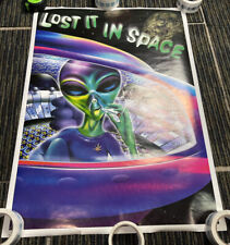 Vintage Alien Smoking Joint UFO Lost In Space 25”x35” Poster Made In The UK picture