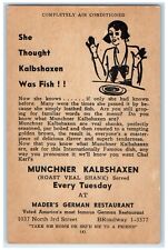 c1910's Munchner Kalbshaxen Mader's German Restaurant New York City NY Postcard picture