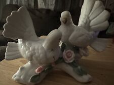 Vintage Courtship Doves Unmarked Flowers Birds Doves Roses 1980s picture