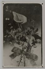 interesting PHOTO COLLAGE easter lily? strange hidden mother & son SURREAL 40s? picture