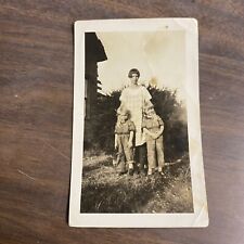 Vintage Snapshot Photo Mother With Two Blonde Kids  picture