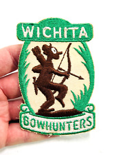 RARE vtg Wichita Bowhunters embroidered patch COOL unusual bow arrow archery picture
