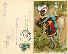 c1906 Open-Up Die Cut Postcard Fairy Tale Prince Looks for Snow White, 7 Dwarves picture