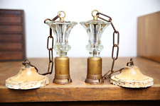 Vintage Art Deco Ceiling Light Fixtures Hanging swag lamps glass antique set picture