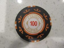 $100 Casino Royale Chip Black & Orange + FREE Las Vegas Nevada Poker Chip picture