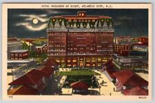 1930's HOTEL POINT BREAKERS AT NIGHT MOONLIGHT ATLANTIC CITY NJ POSTCARD picture
