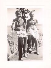 Old Photo Snapshot Two Girls Sisters Friends Smiling Vintage Portrait 5A8 picture