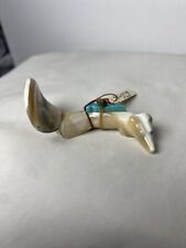Native Zuni Carved Green Snail Mother Of Pearl Fox Fetish by Bernard Homer Jr picture