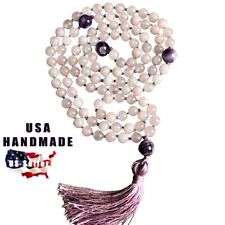 Anti-Stress Emotional Healing Mala Beads 108 REAL STONES Rose Quartz & Amethyst picture