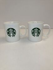 Starbucks 2014 2 Mugs Siren Mermaid Green Classic Logo White Ceramic 14 Oz (A6) picture