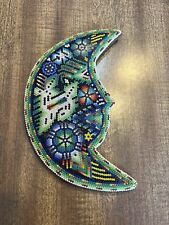 An Unusual and Attractive Huichol Beaded Moon Wall Plaque 8.75” picture
