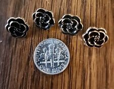 DESIGNER TINY BLACK CAMELLIA BUTTONS 12 MM 4 PCS COMBINED SHIPPING IS AVAILABLE picture