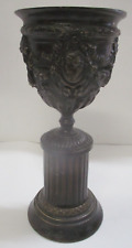 Vintage Bronze Cassolette Chalice Urn Lion Head Greek / Roman Design picture
