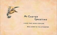Antique Easter Card Bunny Rabbit Flint MI Michigan Minimalistic Vtg Postcard W3 picture