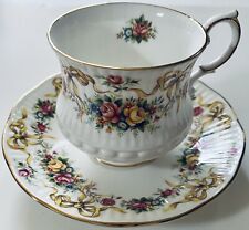 Queens Rosina China Tea Cup and Saucer, Roses and Ribbon Bows Vintage 1960s-80s picture