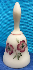 VINTAGE Fenton Hand Painted White Satin Glass Bell Signed Jane Reynolds. picture
