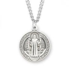 Best Saint Benedict Round Sterling Silver Medal Size 1.0in x 0.9in picture